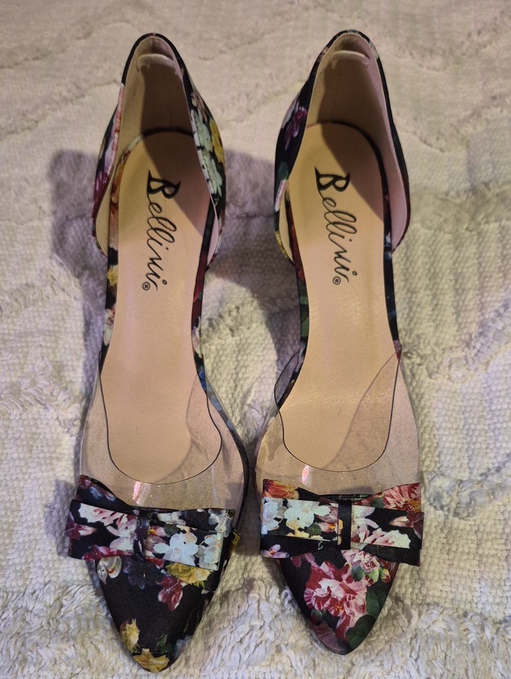Bellini Floral Pointed-Toe D'Orsay Flats - Black Multi